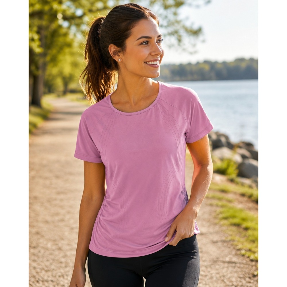 Gaiam Womens XL Pink Athletic Activewear Workout Yoga Performance Top Ruched